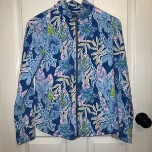 Lilly Pulitzer Leona Full Zip Jacket Floral Giraffe Print Size XS
